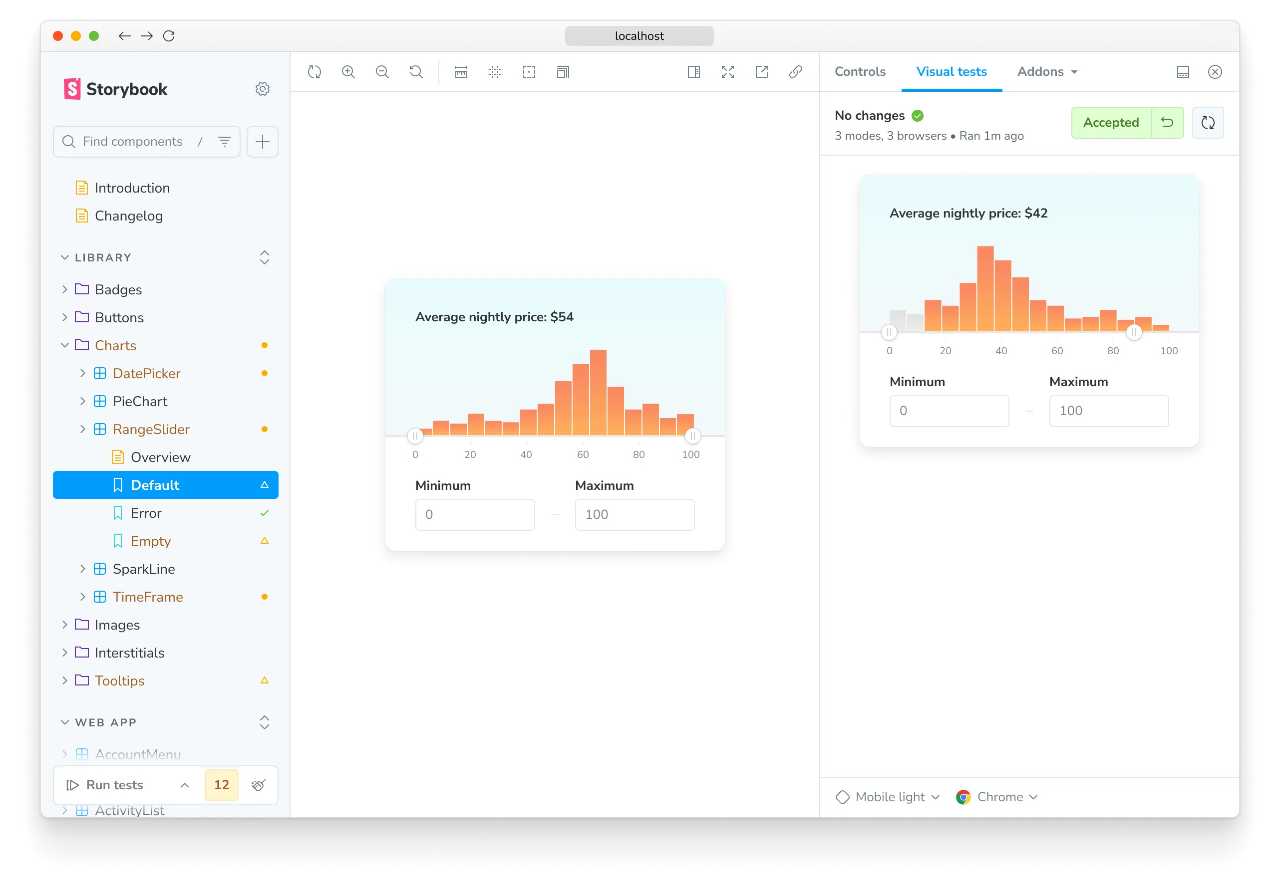 Visual Test addon confirms when a baseline is updated